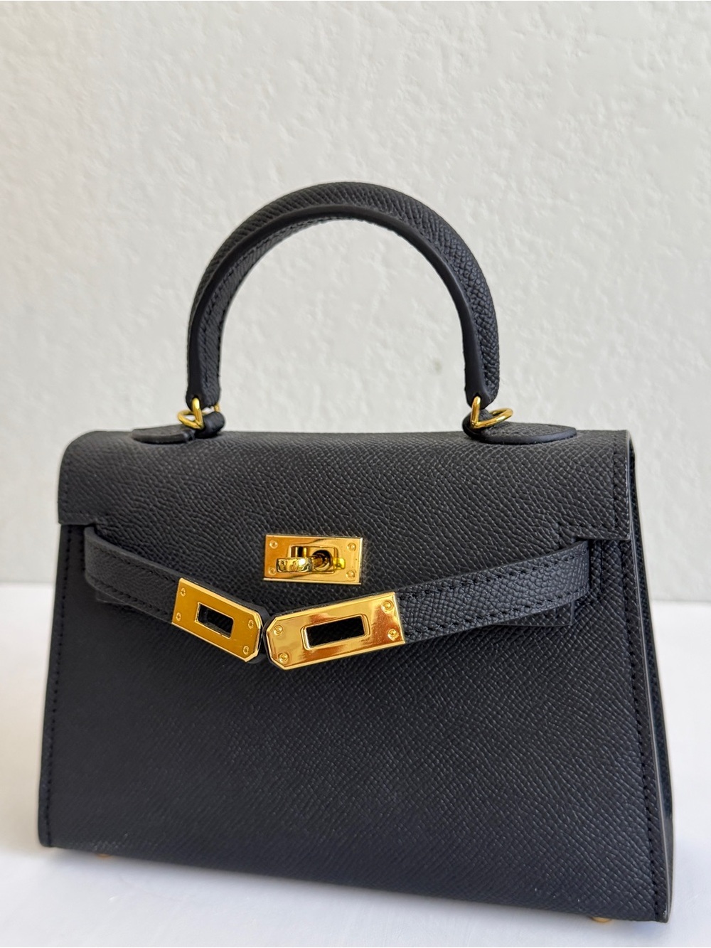Lilly & Bean Hettie Black Top-Handle Bag with Gold Hardware